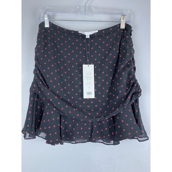 NWT VERONICA BEARD Sz 10 Millie Polka Dot Ruched Draped 100% Silk Mini Skirt - Picture 1 of 10